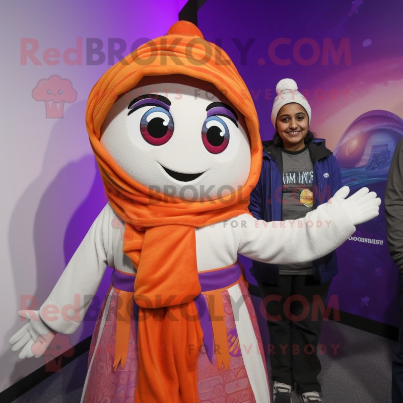 Lavender Tikka Masala mascot costume character dressed with a Jacket and Shawls Lavender Tikka Masala mascot costume character dressed with a Jacket and Shawls