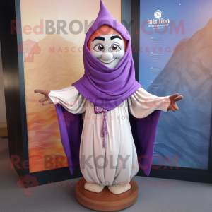 Lavender Tikka Masala mascot costume character dressed with a Jacket and Shawls