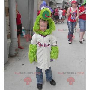 Mascotte d'oiseau vert mignon et tout poilu - Redbrokoly.com