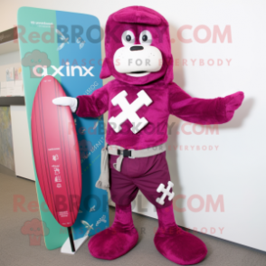 Magenta Celtic Cross mascot costume character dressed with a Board Shorts and Cufflinks
