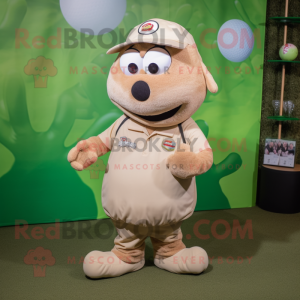 Tan Golf Ball mascot costume character dressed with a Cargo Shorts and Earrings