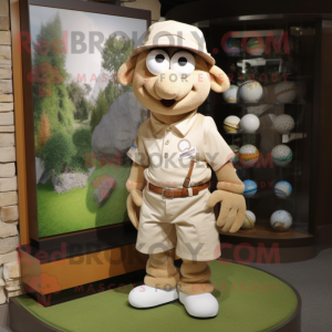 Tan Golf Ball mascot costume character dressed with a Cargo Shorts and Earrings