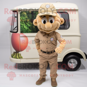 Tan Golf Ball mascot costume character dressed with a Cargo Shorts and Earrings
