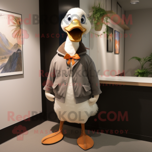 nan Geese mascot costume character dressed with a Jacket and Tie pins