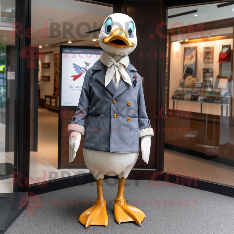 nan Geese mascot costume character dressed with a Jacket and Tie pins nan Geese mascot costume character dressed with a Jacket and Tie pins