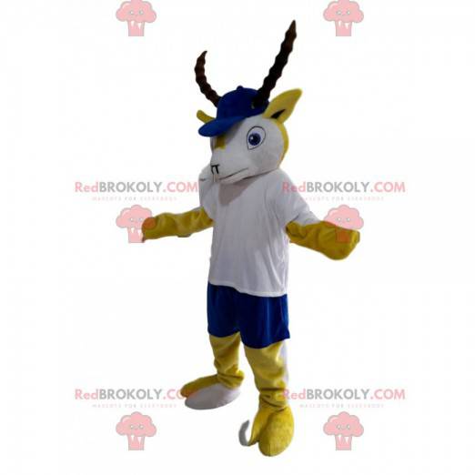 Mascot yellow and white ibex with a blue cap - Redbrokoly.com