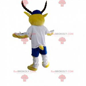 Mascot yellow and white ibex with a blue cap - Redbrokoly.com