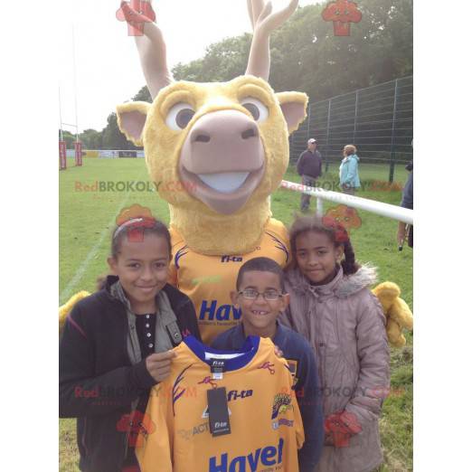 Mascotte de renne de caribou jaune géant - Redbrokoly.com