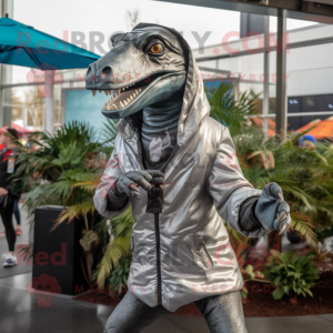 Silver Velociraptor maskot...