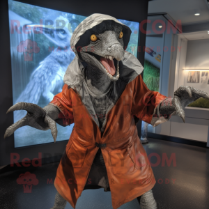 Silver Velociraptor maskot...