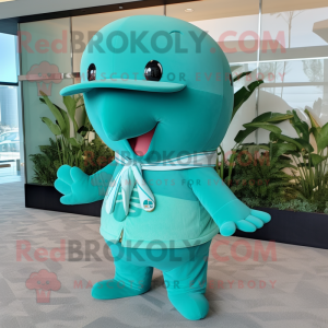 Postava maskota Teal Whale...