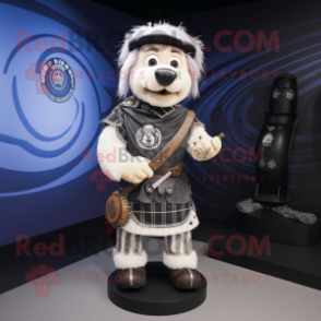 nan Bagpipe mascot costume character dressed with a Rash Guard and Rings