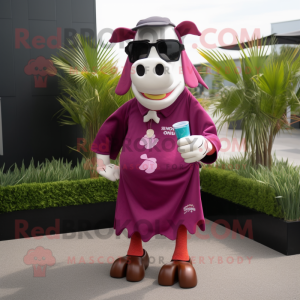 Magenta Hereford Cow maskot...