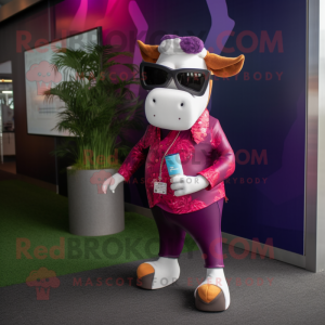 Magenta Hereford Cow maskot...