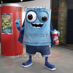 Blue Soda Can maskot kostym...