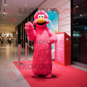 Rød Pink maskot kostume...