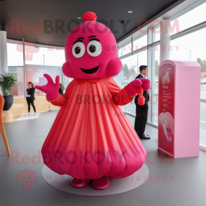 Rød Pink maskot kostume...