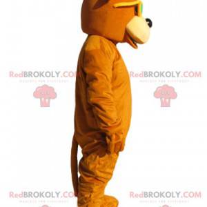 Mascote urso laranja com óculos de sol amarelos - Redbrokoly.com