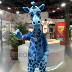 Blå Giraffe maskot kostume...