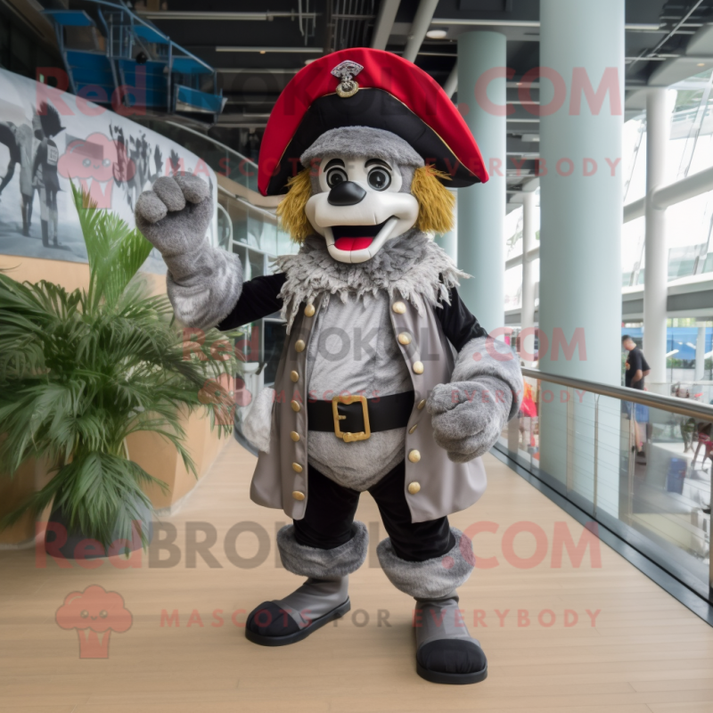 Silver Pirate mascot costume character dressed with a Board Shorts and Hats