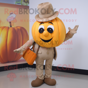 Tan Pumpkin mascot costume character dressed with a Trousers and Wallets