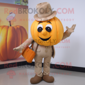 Tan Pumpkin mascot costume character dressed with a Trousers and Wallets