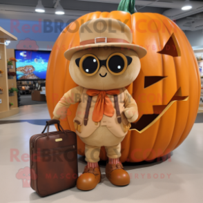 Tan Pumpkin mascot costume character dressed with a Trousers and Wallets
