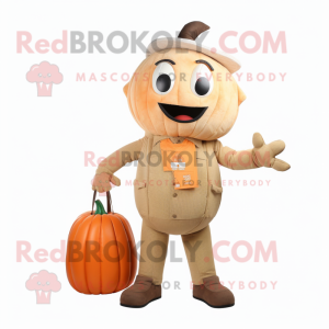 Tan Pumpkin mascot costume character dressed with a Trousers and Wallets