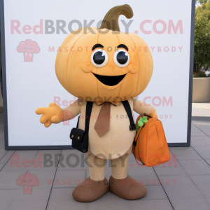 Tan Pumpkin mascot costume character dressed with a Trousers and Wallets