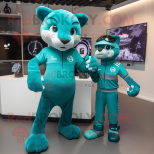 Teal Puma mascotte kostuum...