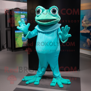 Turkis Frog maskot kostume...