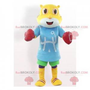 Malý žlutý tygr maskot s Boxerské rukavice - Redbrokoly.com