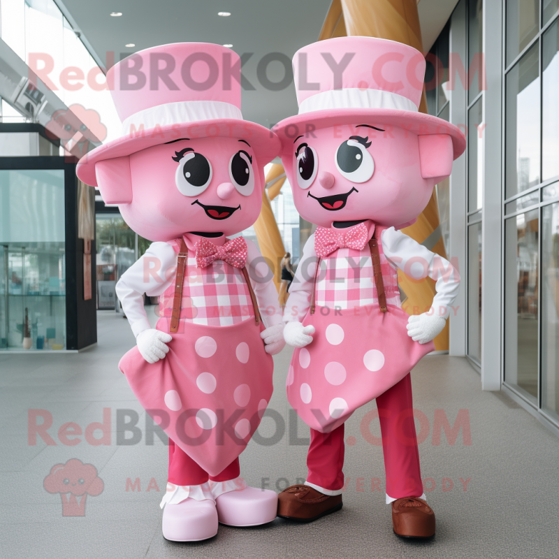 Pink Ice Cream mascot costume character dressed with a Boyfriend Jeans and Bow ties Pink Ice Cream mascot costume character dressed with a Boyfriend Jeans and Bow ties