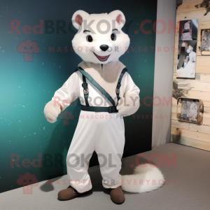 White Marten mascot costume character dressed with a Capri Pants and Cummerbunds