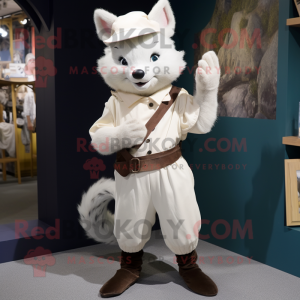 White Marten mascot costume character dressed with a Capri Pants and Cummerbunds