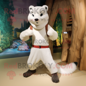 White Marten mascot costume character dressed with a Capri Pants and Cummerbunds