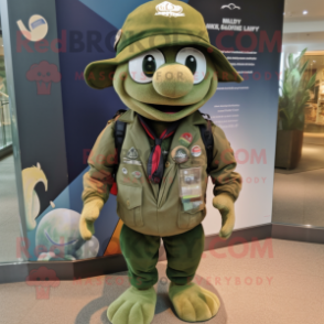 Olive Alliance mascot costume character dressed with a Rugby Shirt and Hat pins