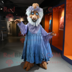 Rust Angora Goat mascot costume character dressed with a Ball Gown and Gloves