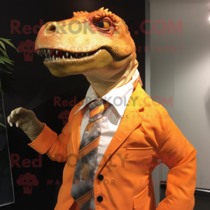 Orange Iguanodon maskot...