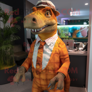 Orange Iguanodon maskot...