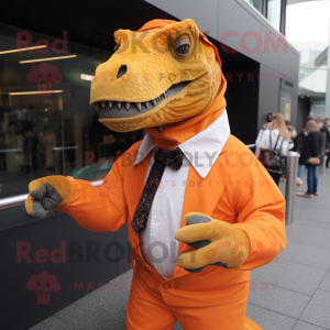 Oranje Iguanodon mascotte...