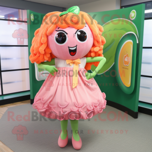 Peach Medusa mascot costume character dressed with a Mini Skirt and Ties