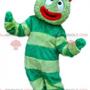 Mascote de personagem engraçado verde e vermelho -