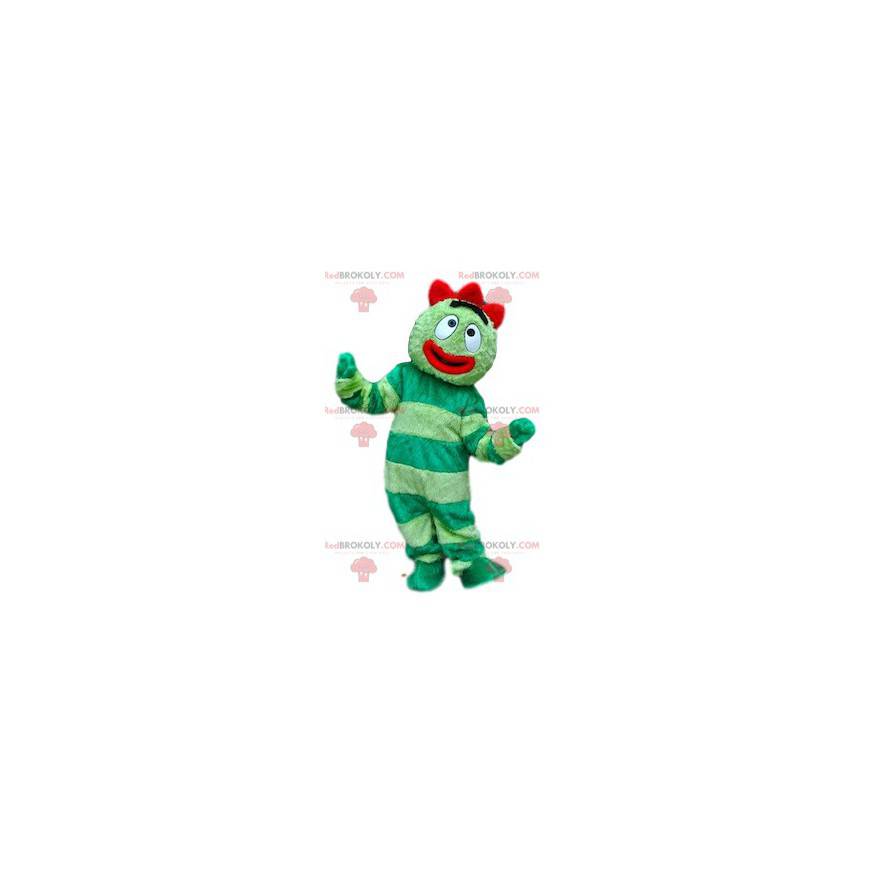Mascote de personagem engraçado verde e vermelho -