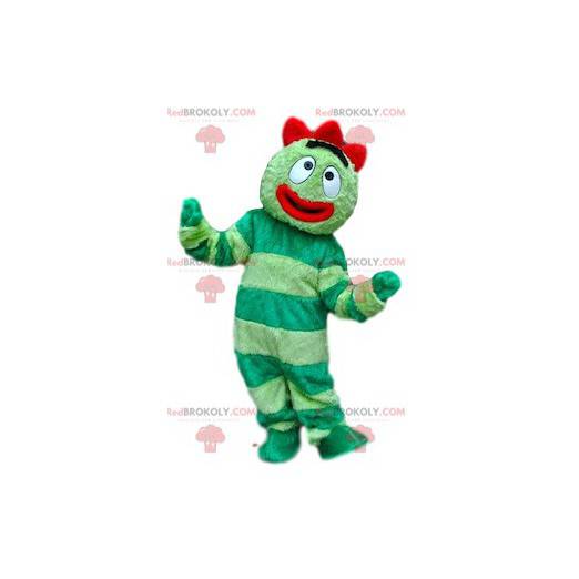 Mascote de personagem engraçado verde e vermelho -