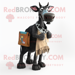 Black Okapi mascot costume character dressed with a Jeans and Wallets