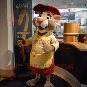 Gold Ratatouille mascot costume character dressed with a V-Neck Tee and Brooches