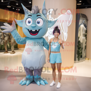 Gray Tooth Fairy mascot costume character dressed with a One-Piece Swimsuit and Brooches