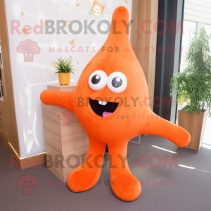 Orange Starfish mascot costume character dressed with a Leggings and Earrings