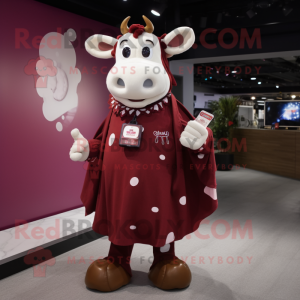 Maroon Cow maskot kostume...